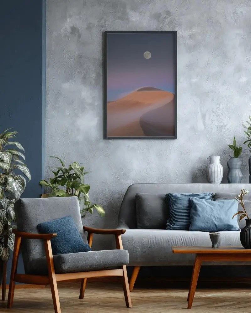 Upscale Frame Mockup For Wall Art Presentation In Sophisticated Living Room Style