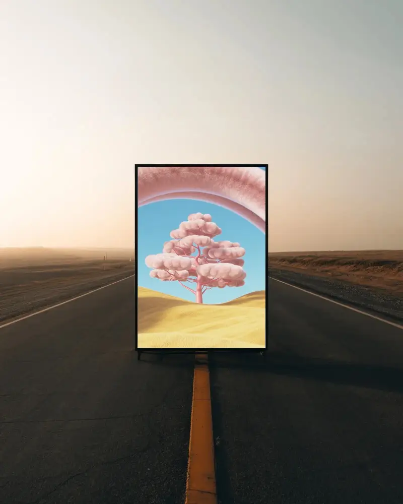 Blank Vertical Roadside Frame Mockup For Outdoor Advertising And Marketing