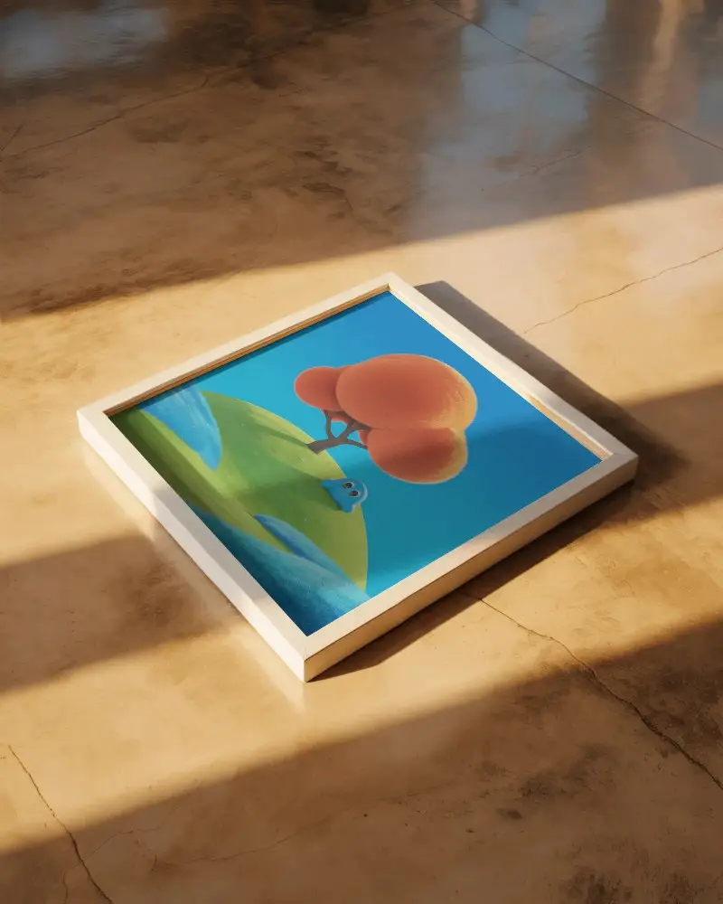 Modern Square Frame Mockup On Concrete Floor With Natural Light Shadows For Art Presentation