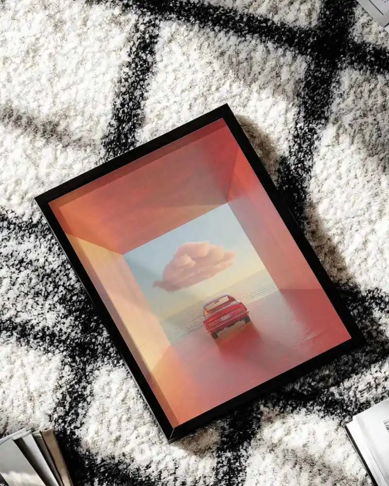 Modern Minimalist Photo Frame Mockup Flat Lay For Artprint Poster Display In Room