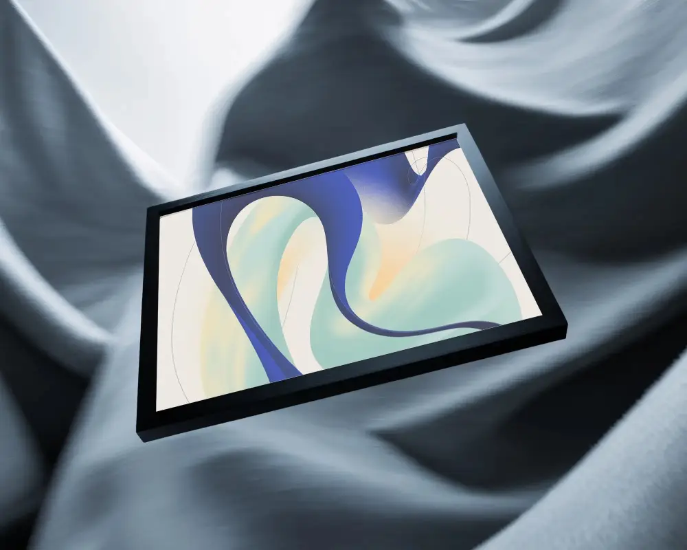 Floating Frame Mockup For Graphic Display On Soft Fabric Background Perfect For Presentation