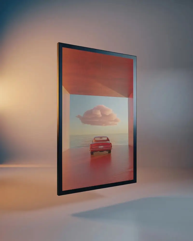 Floating Minimalist Picture Frame Mockup For Artwork Presentation And Design Showcase