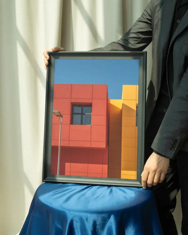 Modern Minimalist Frame Mockup For Customized Poster Display And Artwork Showcase Presentation