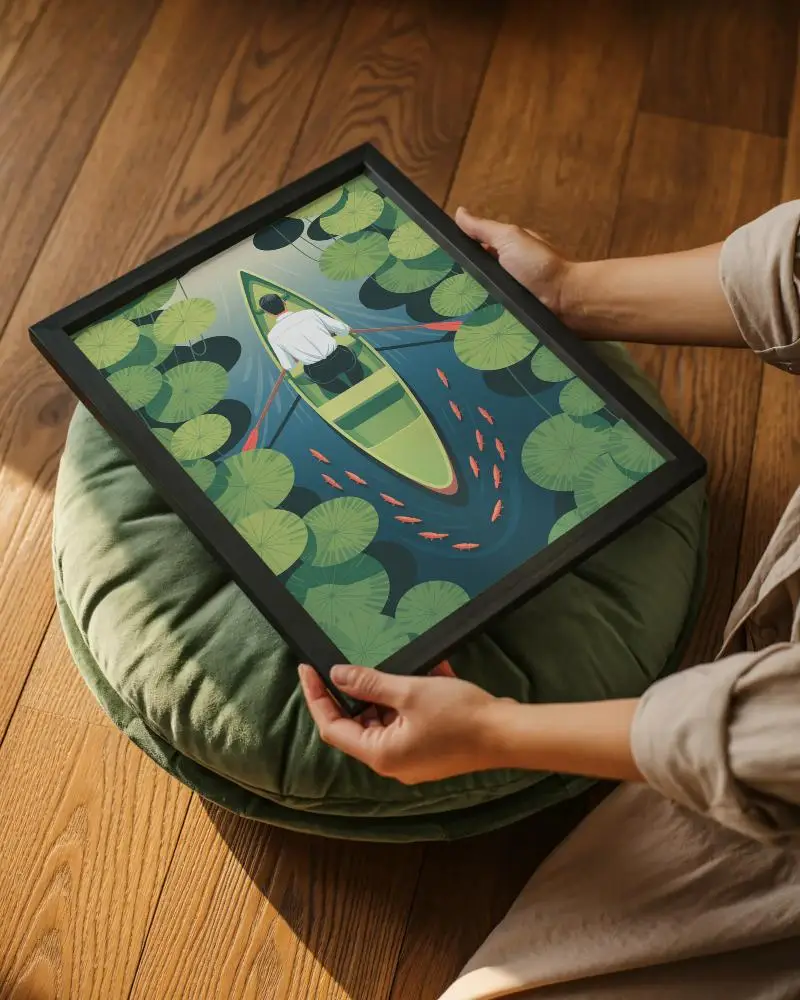 Contemporary Frame Mockup Hand Held Presentation For Art Print Or Photo Display