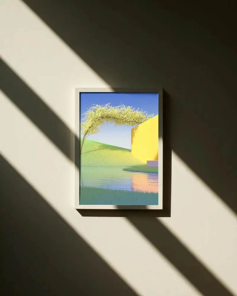 Minimalistic Frame Mockup On Wall With Shadow For Modern Art Display Usage