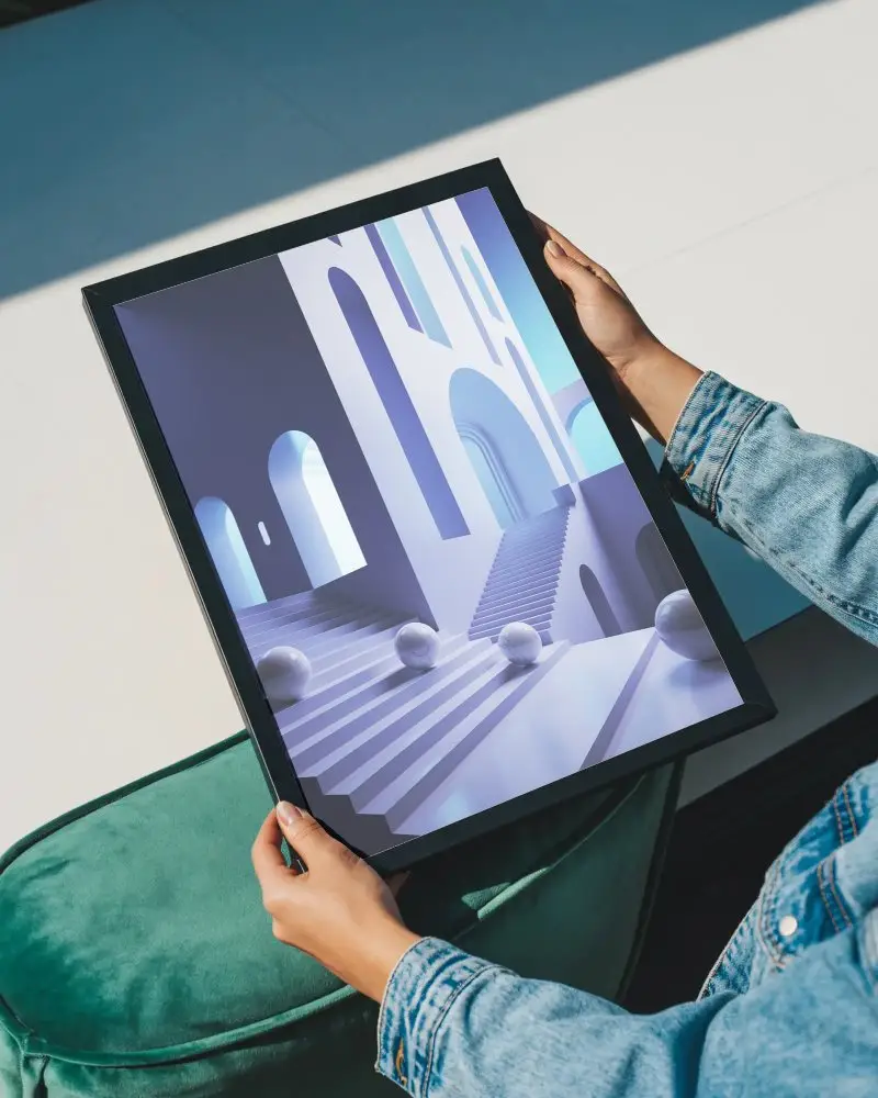 Person Holding Empty Frame Mockup Perfect For Print Designs Or Creative Visual Projects