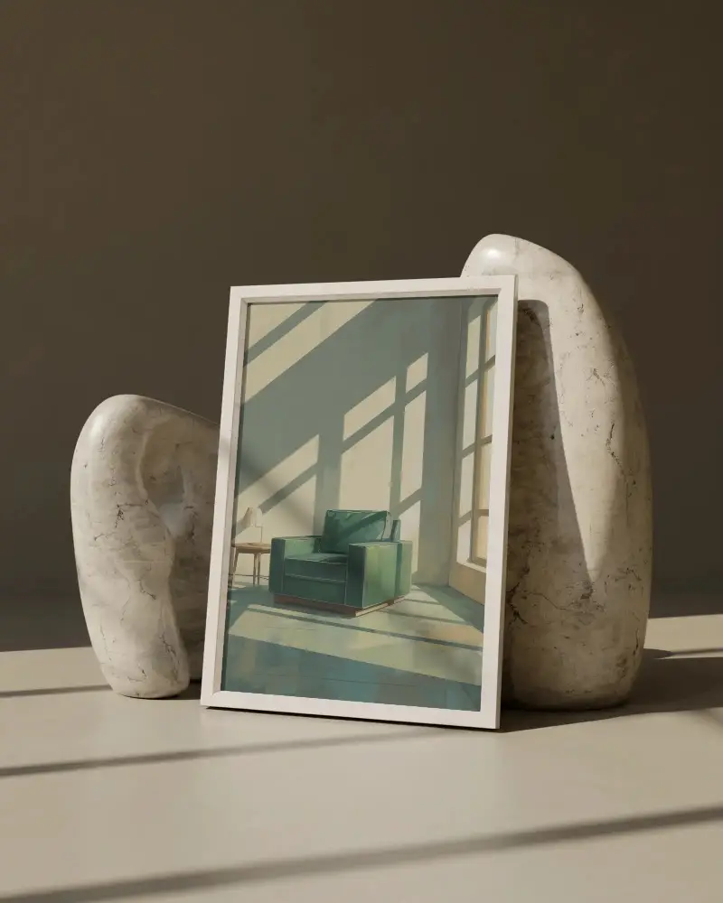 Elegant Frame Mockup Showcasing Clean Design With Organic Shapes And Neutral Backdrop