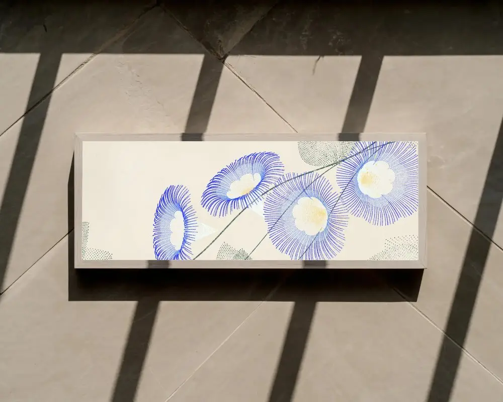 Horizontal Frame Mockup With Natural Light And Shadow On Textured Floor Background For Presentation