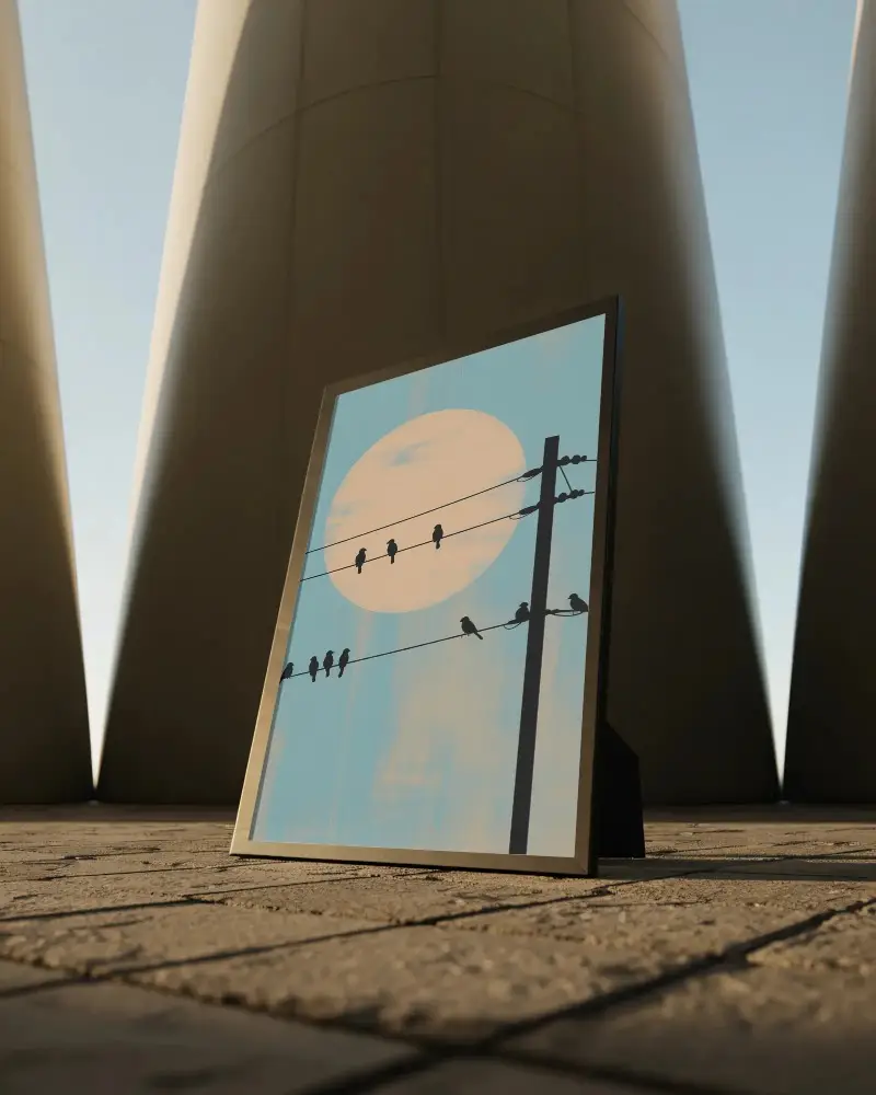 Modern Outdoor Frame Mockup For Photo Display Or Art Presentation On Textured Flooring