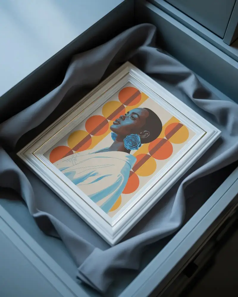 Elegant Picture Frame Mockup Placed On Soft Fabric Texture For Art Display Presentation