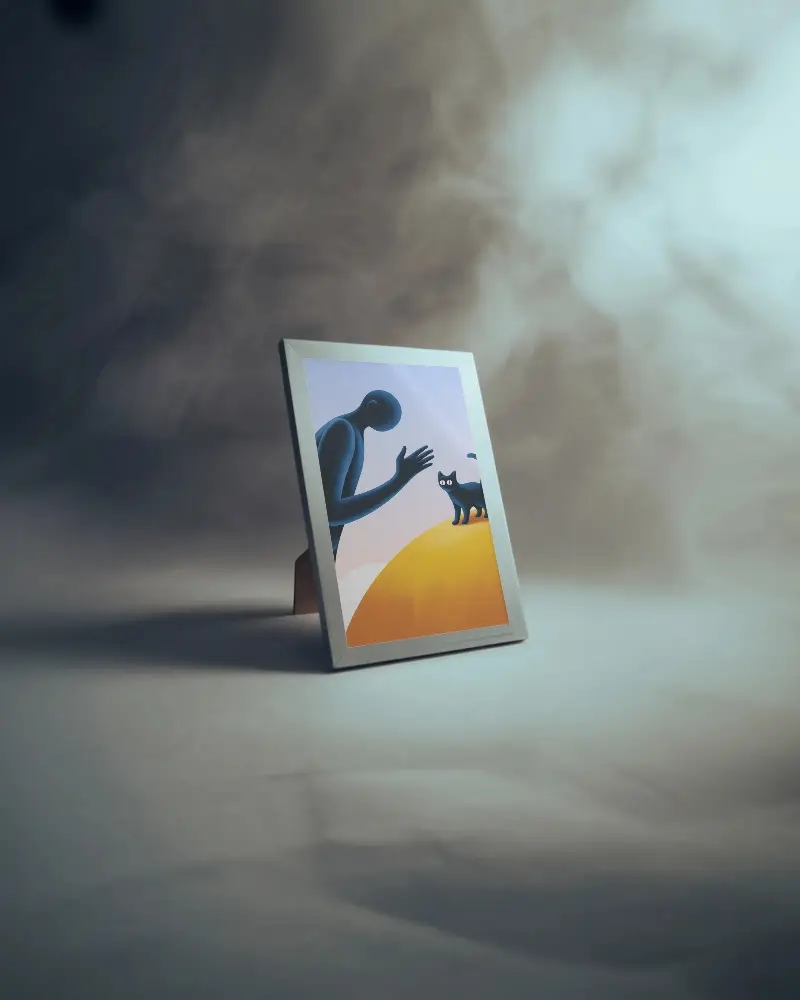 Minimalistic Portrait Frame Mockup On Textured Surface For Art Display And Showcasing