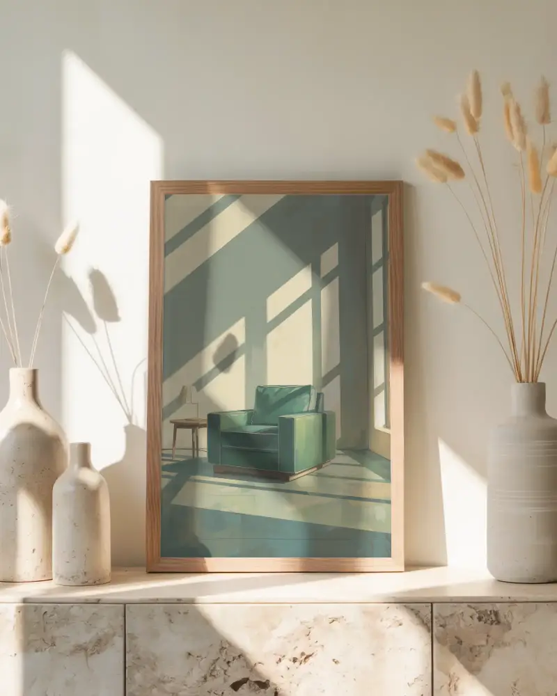 Minimalist Vase Arrangement With Shadow Frame Mockup For Home Decor And Art Display 0297