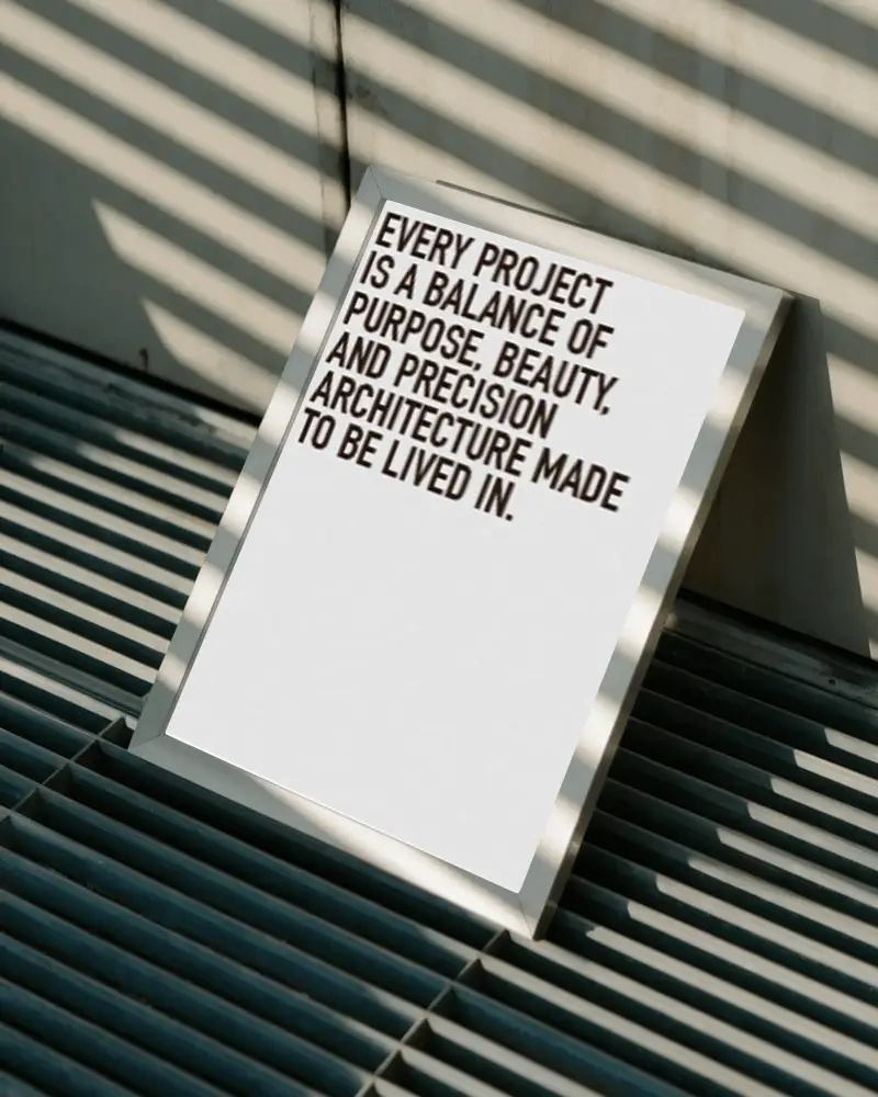 Minimalist Frame Mockup Positioned On Metal Grid Surface With Sunlight Stripe Shadows