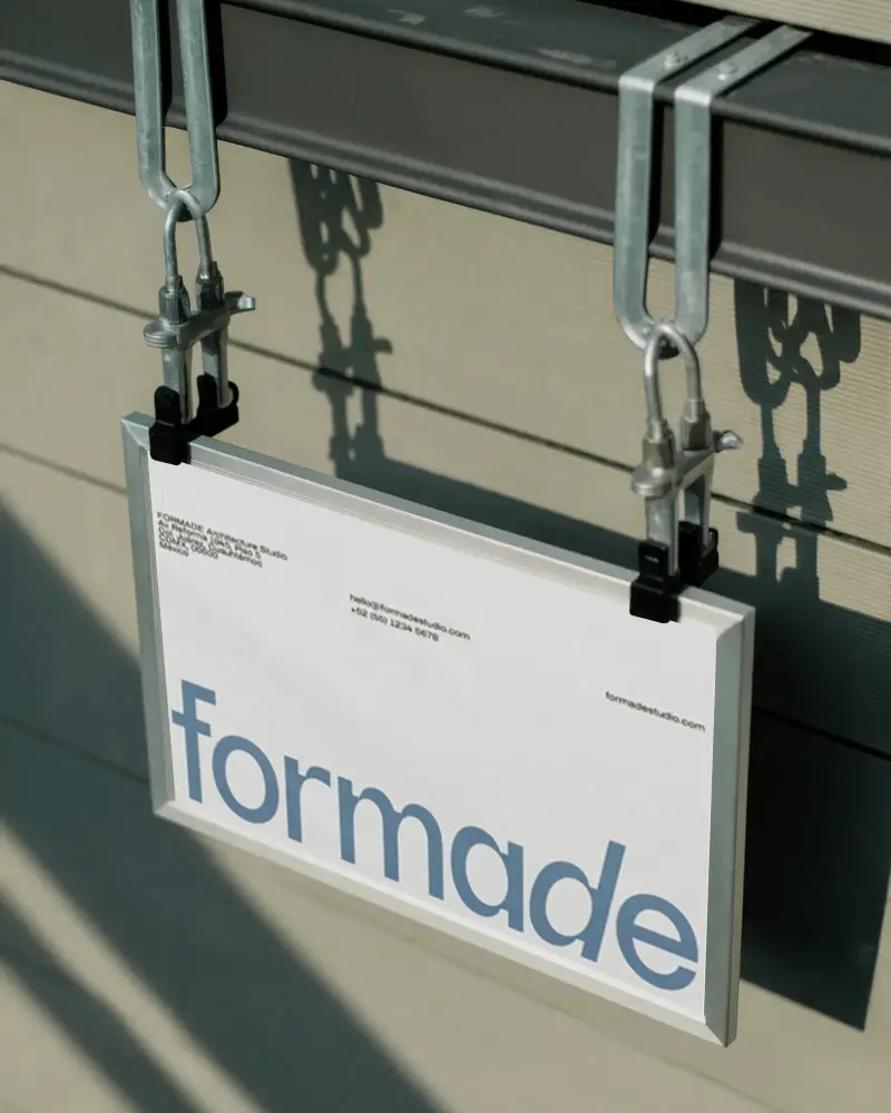 Minimalistic Hanging Frame Mockup Outdoor Wire And Clamp Display For Wall Art Presentation