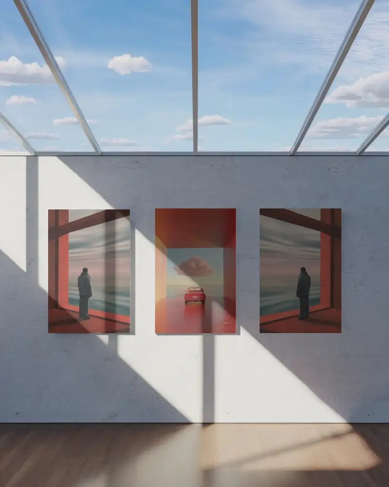 Realistic Minimalist Frame Mockup Showcasing Vertical Posters In A Bright Space