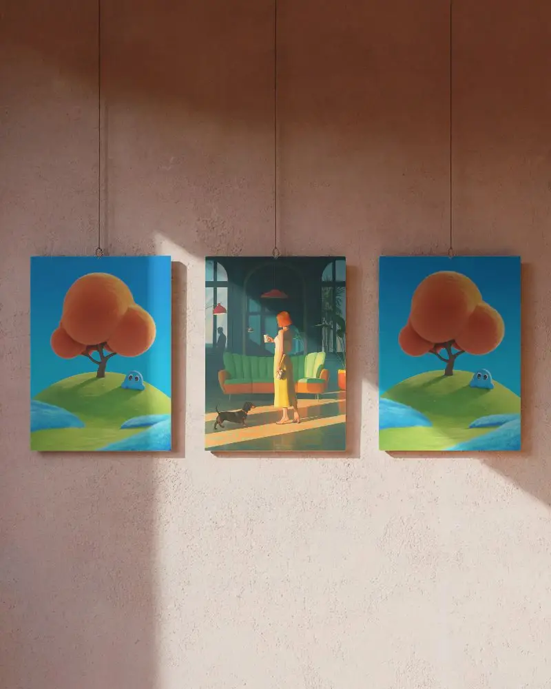 Minimalistic Wall Hanging Frame Mockup Showcase For Creative Portfolio Or Wall Art Design Ideas