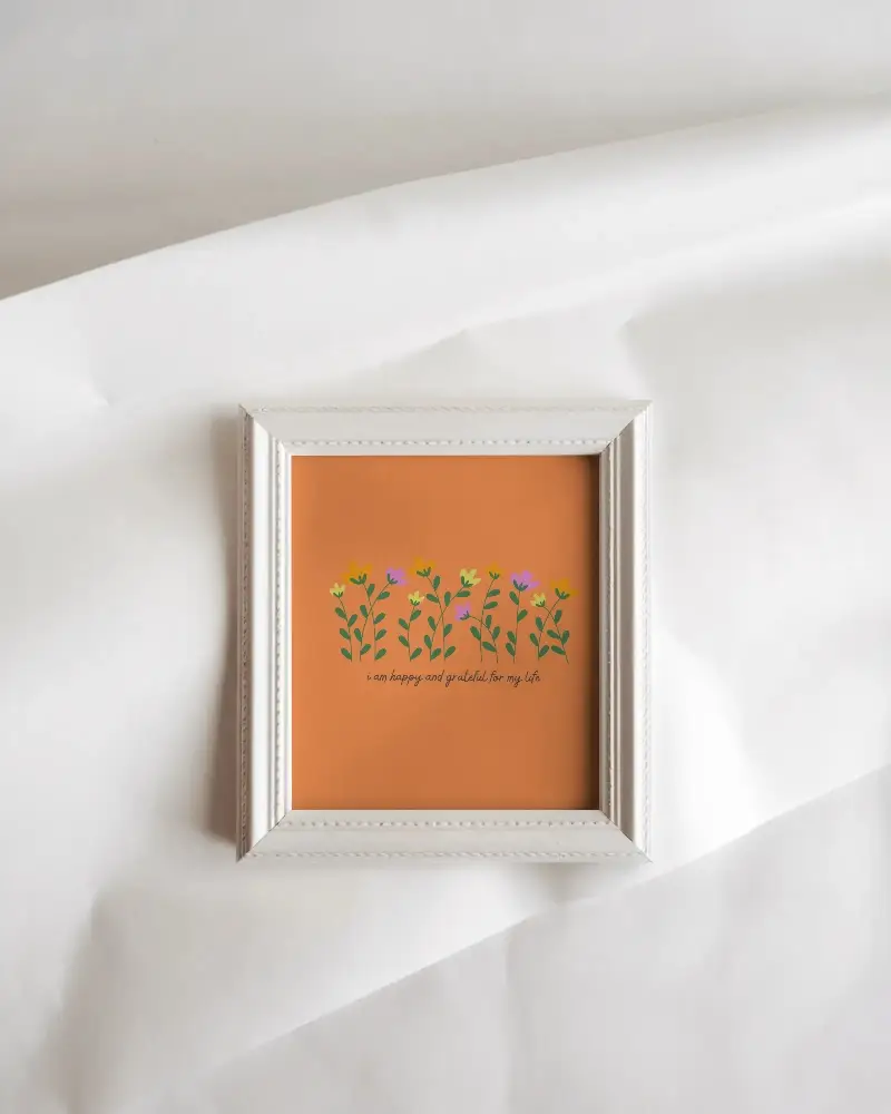 Clean Elegant Frame Mockup In Neutral Tones On White Textured Surface For Stylish Design Showcases