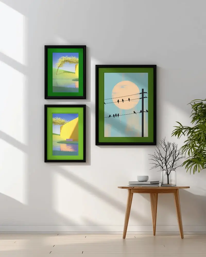 Modern Minimalist Wall Art Frame Mockups With Natural Light Interior Setting For Decor