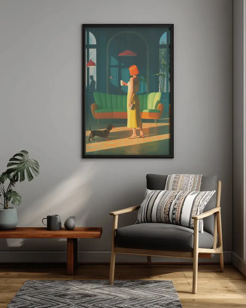 Cozy Modern Living Room With Wooden Armchair And Wall Frame Mockup For Decor Inspiration