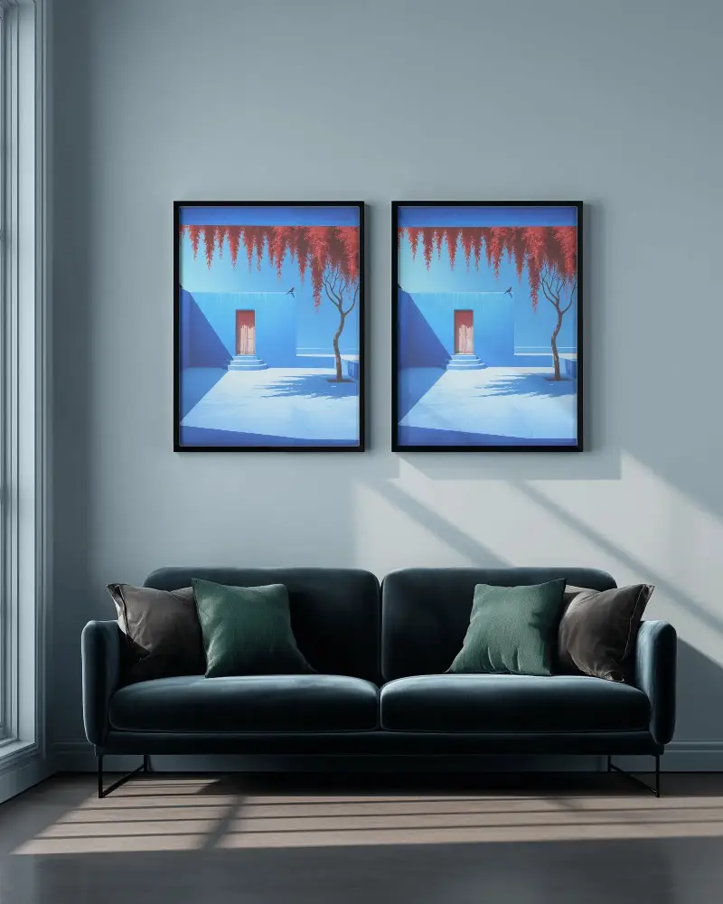 Minimalistic Interior Design Two Vertical Picture Frame Mockup With Natural Light And Shadows