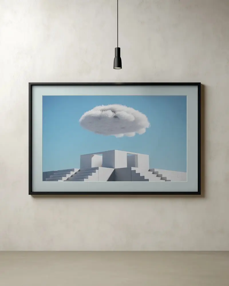 Interior Design Room With Simple Elegant Framed Artwork Hanging On Plain Wall