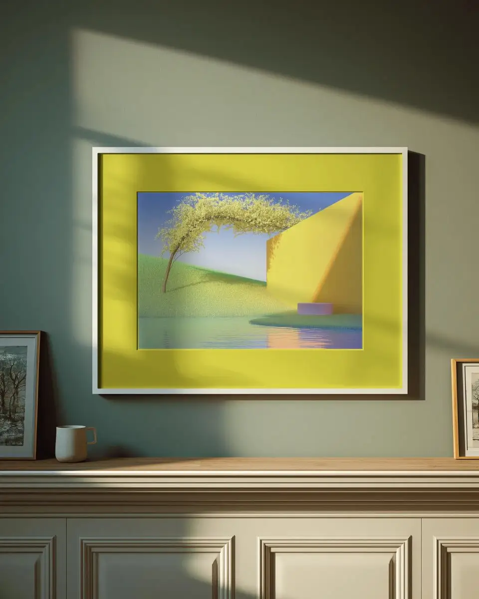 Elegant Sunlit Wall Frame Mockup Minimalist Interior Decor Modern Photo Display