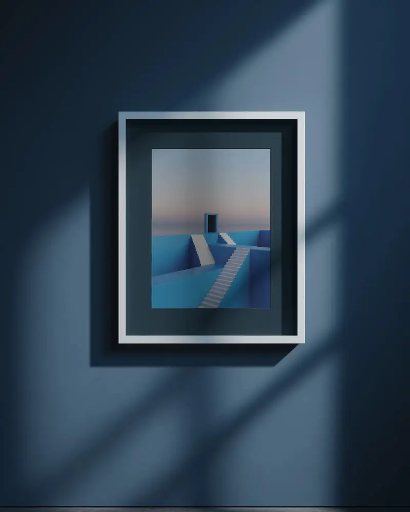 Modern Wall Frame Mockup With Shadow Light Effect For Photo Art And Design Presentation