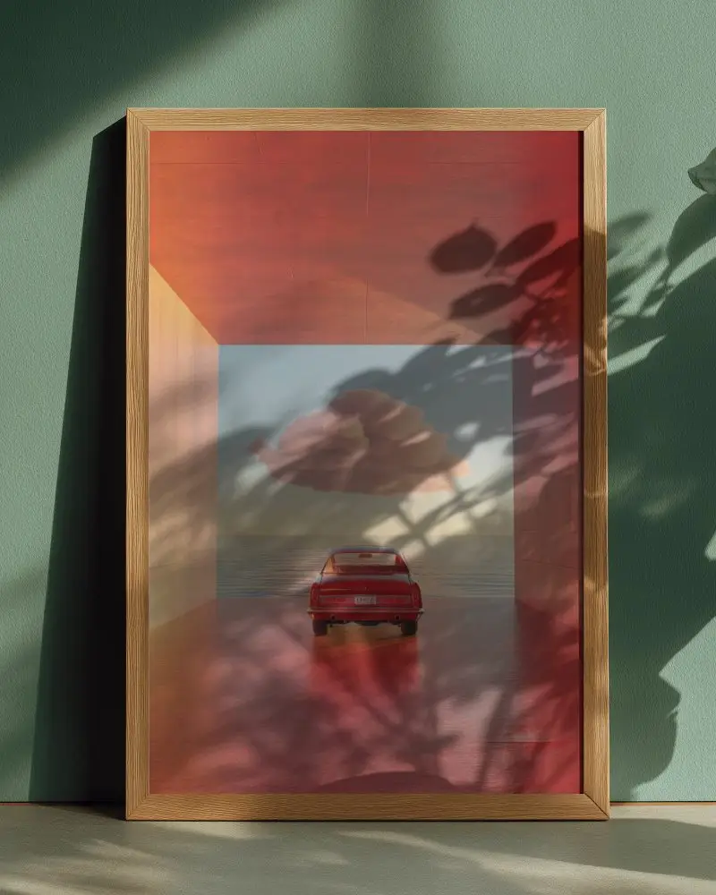 Realistic Photo Frame Mockup With Soft Plant Shadow And Subtle Light On Wall Surface