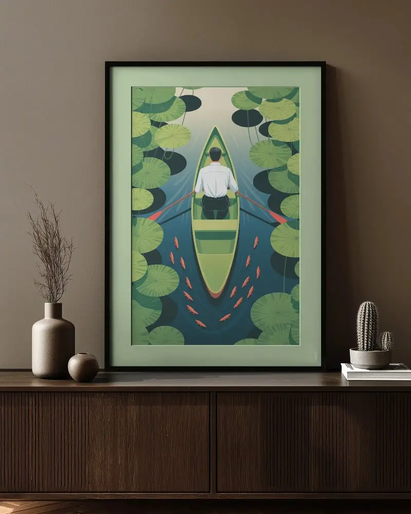 Sleek Minimalist Frame Mockup On Wooden Cabinet For Modern Home Decor Display