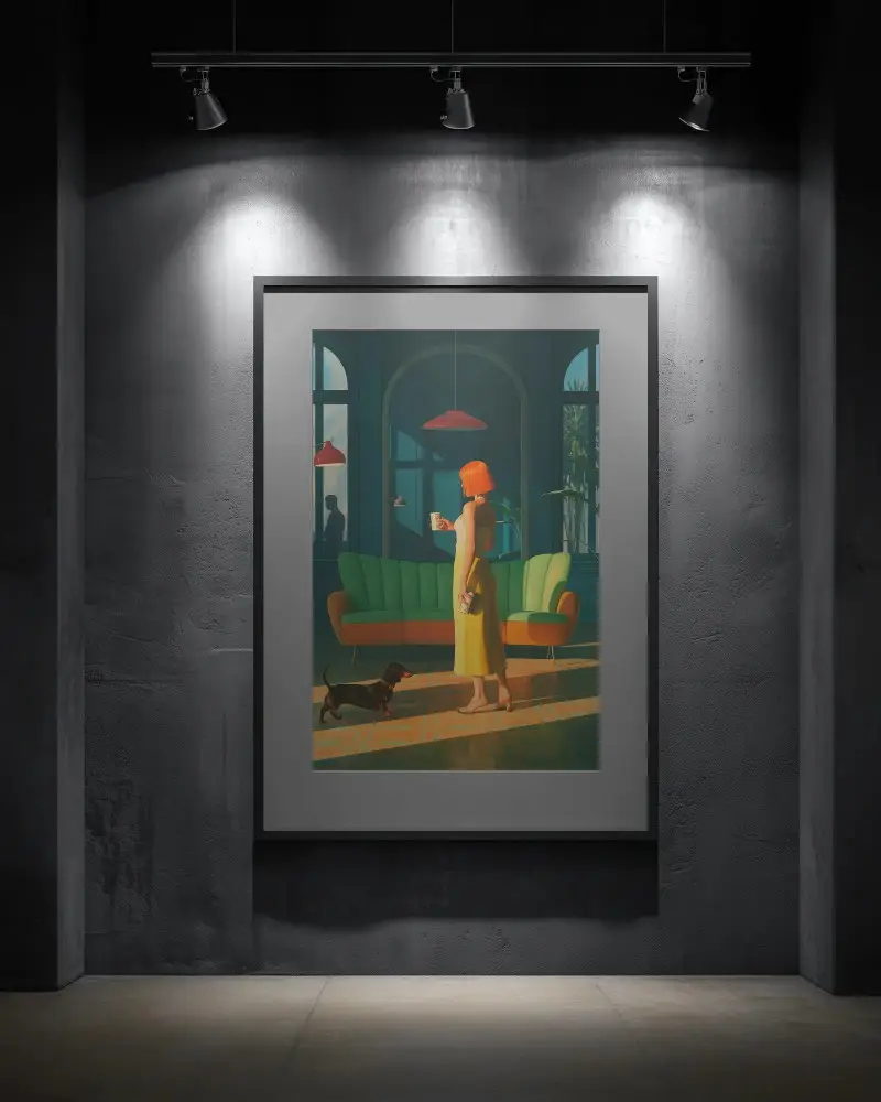 Modern Art Gallery Wall Frame Mockup With Spotlight For Exhibition Design Display