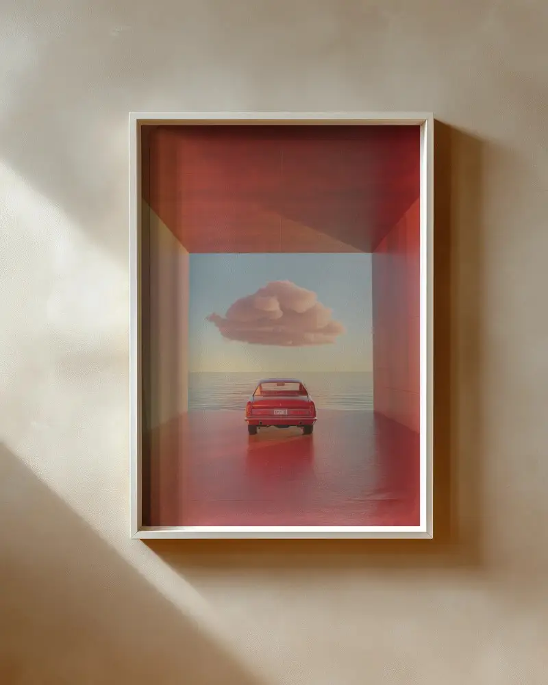 Minimalist Empty Wall Frame Mockup With Natural Light Shadow And Simple Background For Art Display