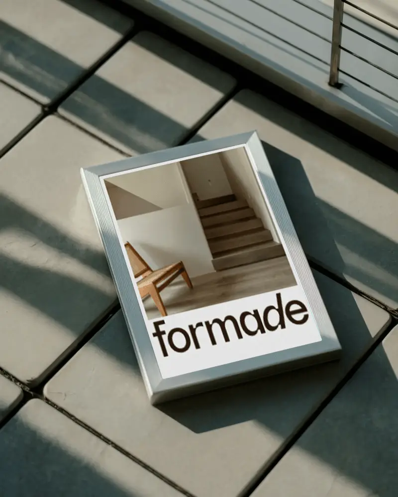 Sleek Photo Frame Mockup On Tiled Surface For Creativity Showcase And Design Portfolio