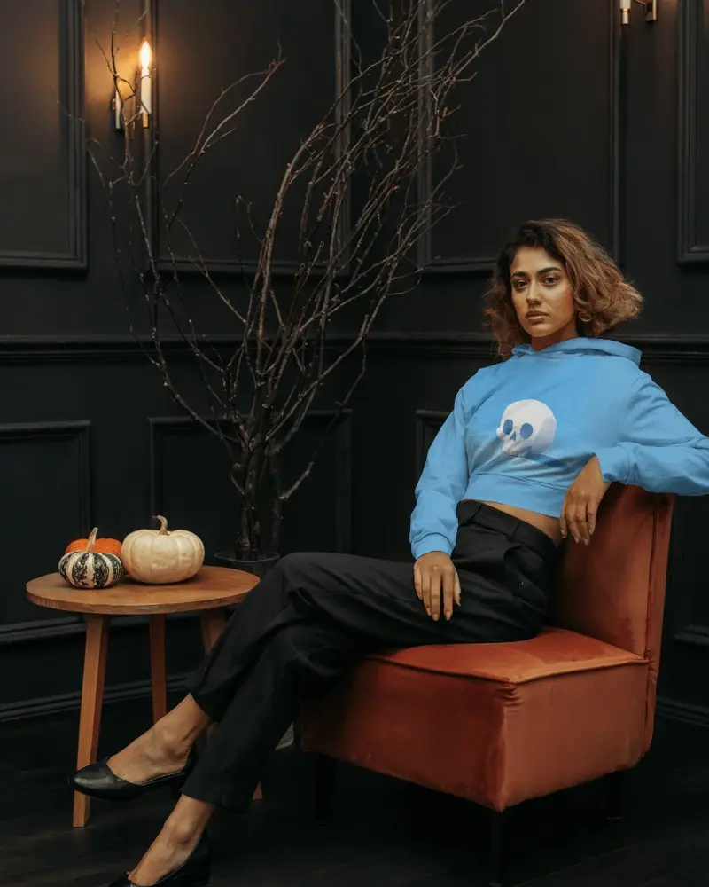 Autumn Inspired Halloween Mockup Featuring Casual Chic Outfit And Seasonal Decor Elements