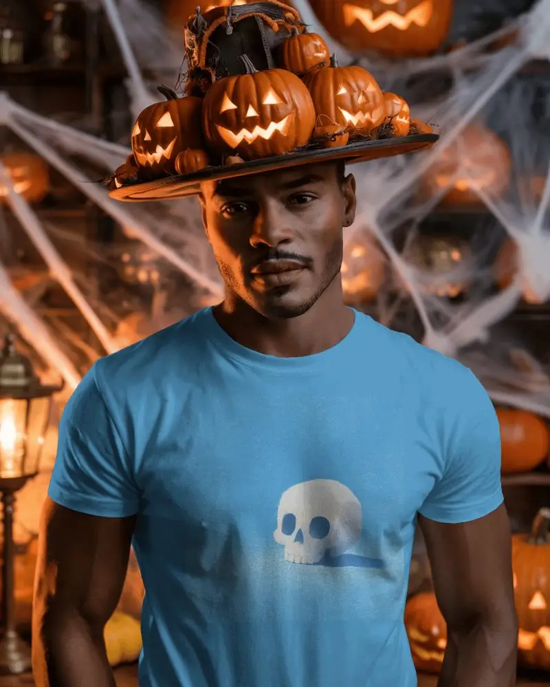 Spooky Halloween Pumpkin Hat Design Tshirt Mockup For Festive Holiday Costume Ideas And Events