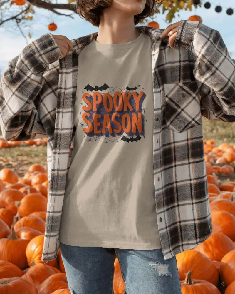 Autumn Harvest Pumpkin Patch Tshirt Mockup Casual Fall Fashion Outdoor Style