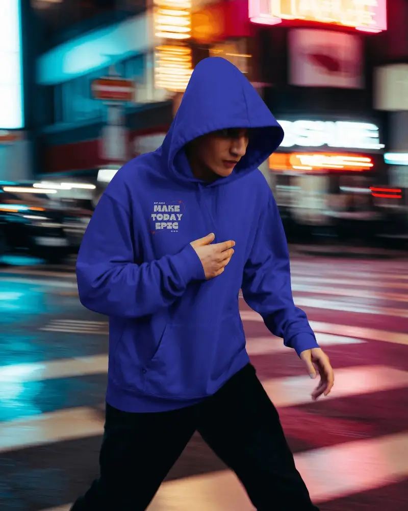 Urban Streetwear Hoodie Mockup With Hood Up For Custom Logo Or Design Display