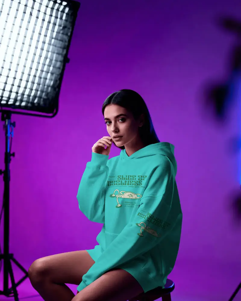 Comfortable Casual Hoodie Womens Fashion Studio Photoshoot Cozy Wear Apparel Mockup