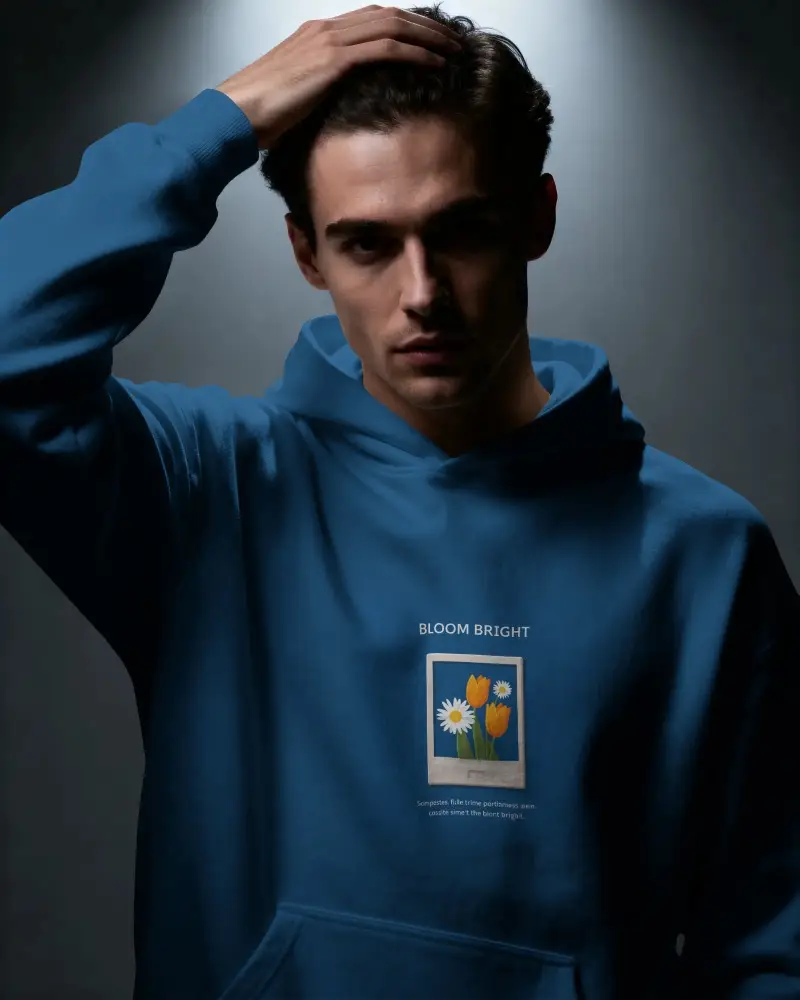 Stylish Casual Men Hoodie Mockup Front View With Blank Space For Brand Logo Presentation