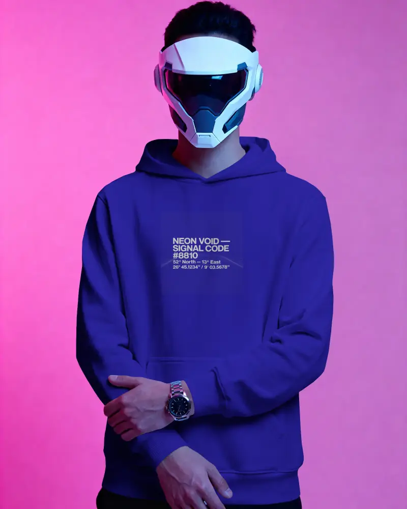 Modern Urban Style Hoodie Mockup With Cyberpunk Helmet Accessory For Digital Marketing