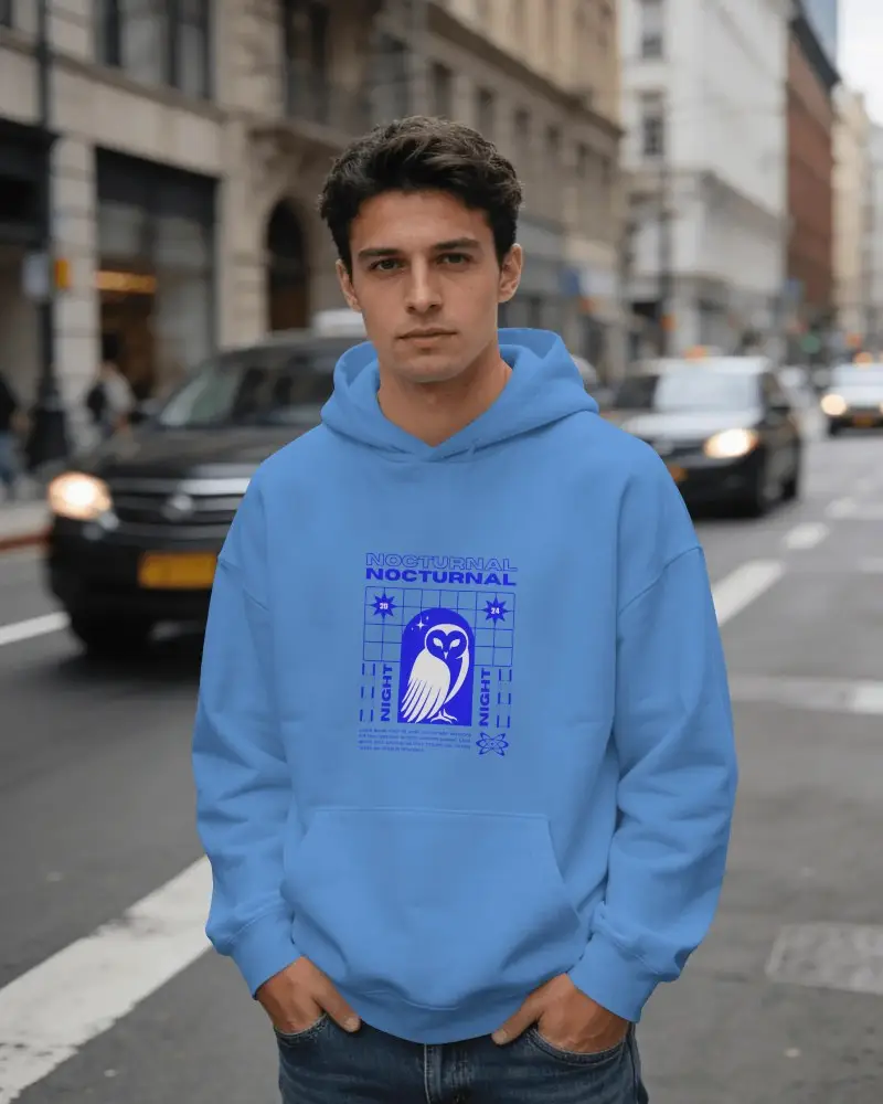 Street Style Hoodie Mockup City Road Blur Background Urban Fashion Look