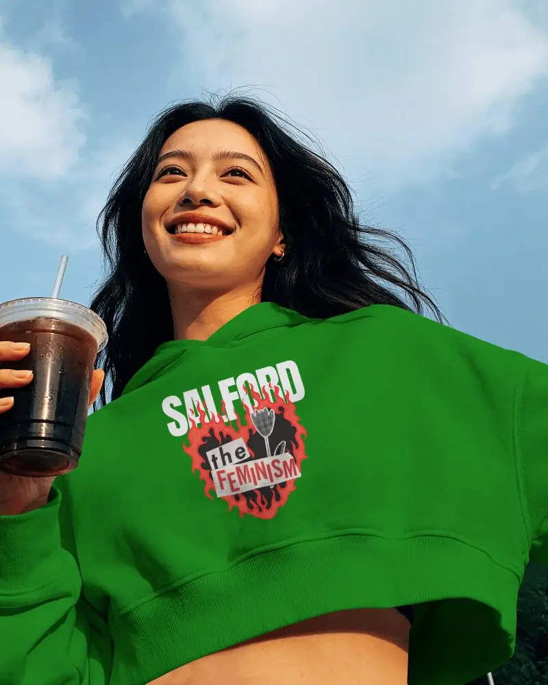 Outdoor Hoodie Mockup On Model With Low Angle Shot And Bright Sky Background