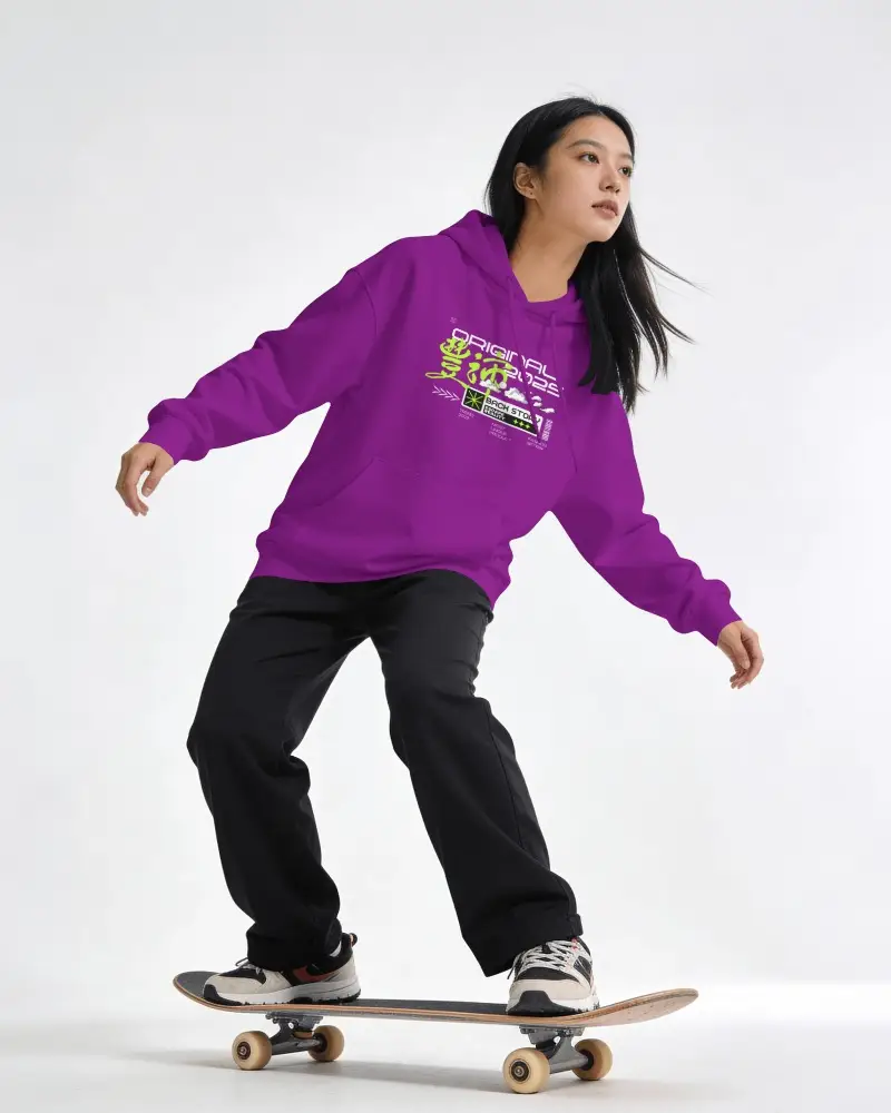 Skate Lifestyle Hoodie Mockup On Model With Dynamic Balance Pose And Clean Studio Background