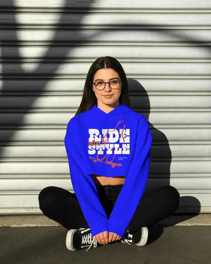 Outdoor Hoodie Mockup On Model With Sitting Pose And Sunlit Urban Background