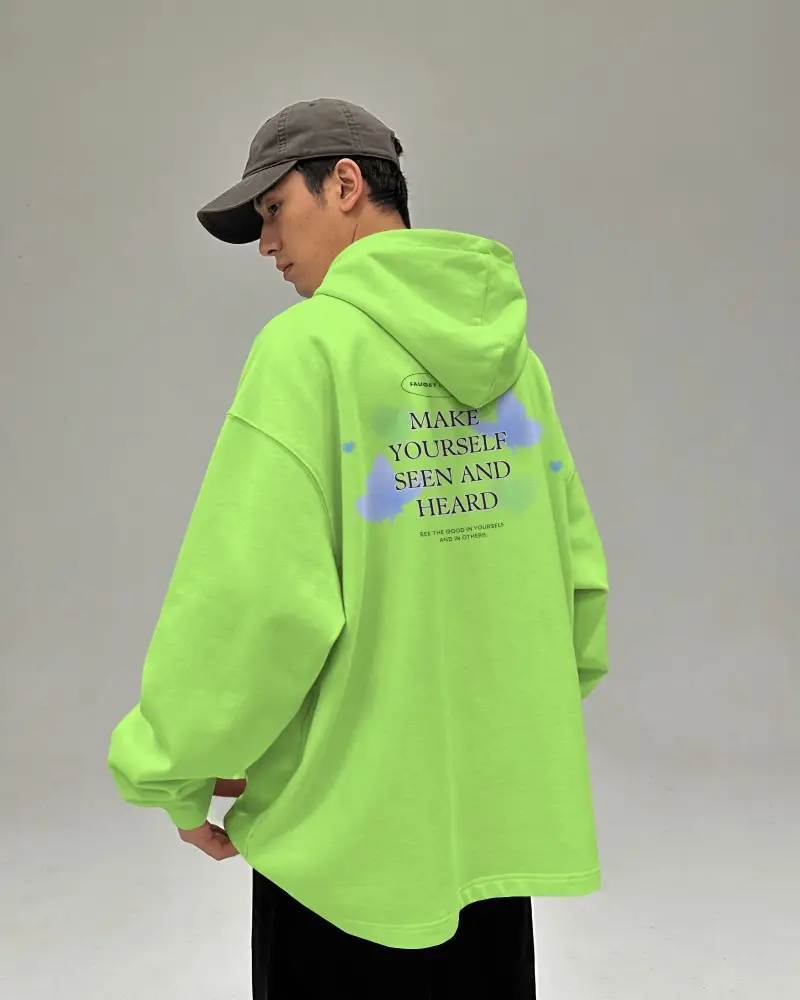 Back View Hoodie Mockup On Model With Oversized Fit And Clean Studio Background