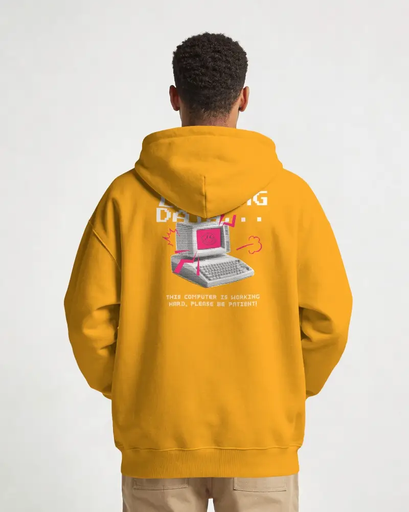 Amazon Hoodie Mockup Back View Male Model Standing Straight In Clean White Studio Background