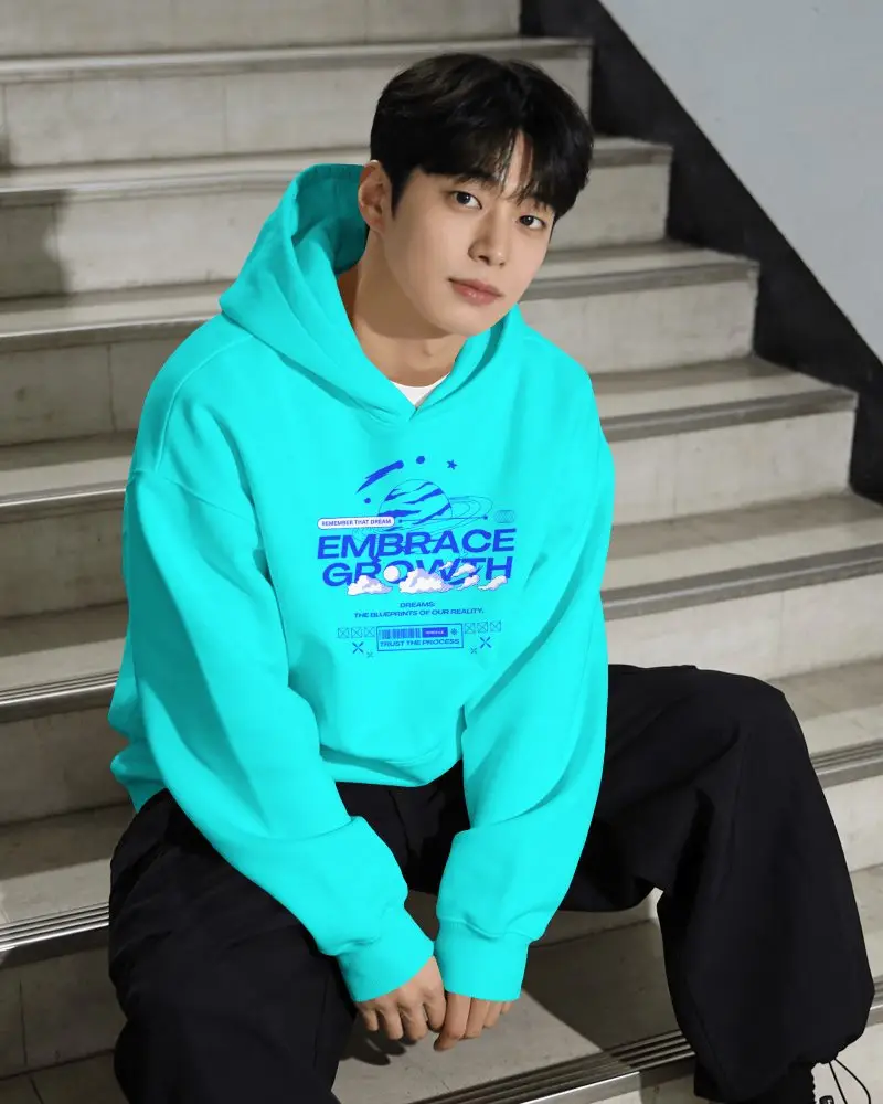 Etsy Hoodie Mockup Male Model Sitting On Stairs In Clean Indoor Streetwear Style