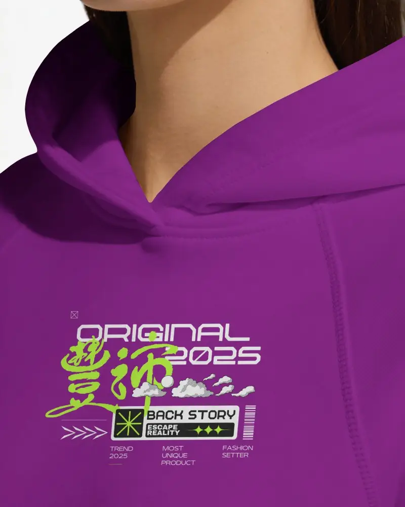 Close Up Hoodie Mockup Neckline Detail With Premium Fabric Texture And Clean Stitching Details