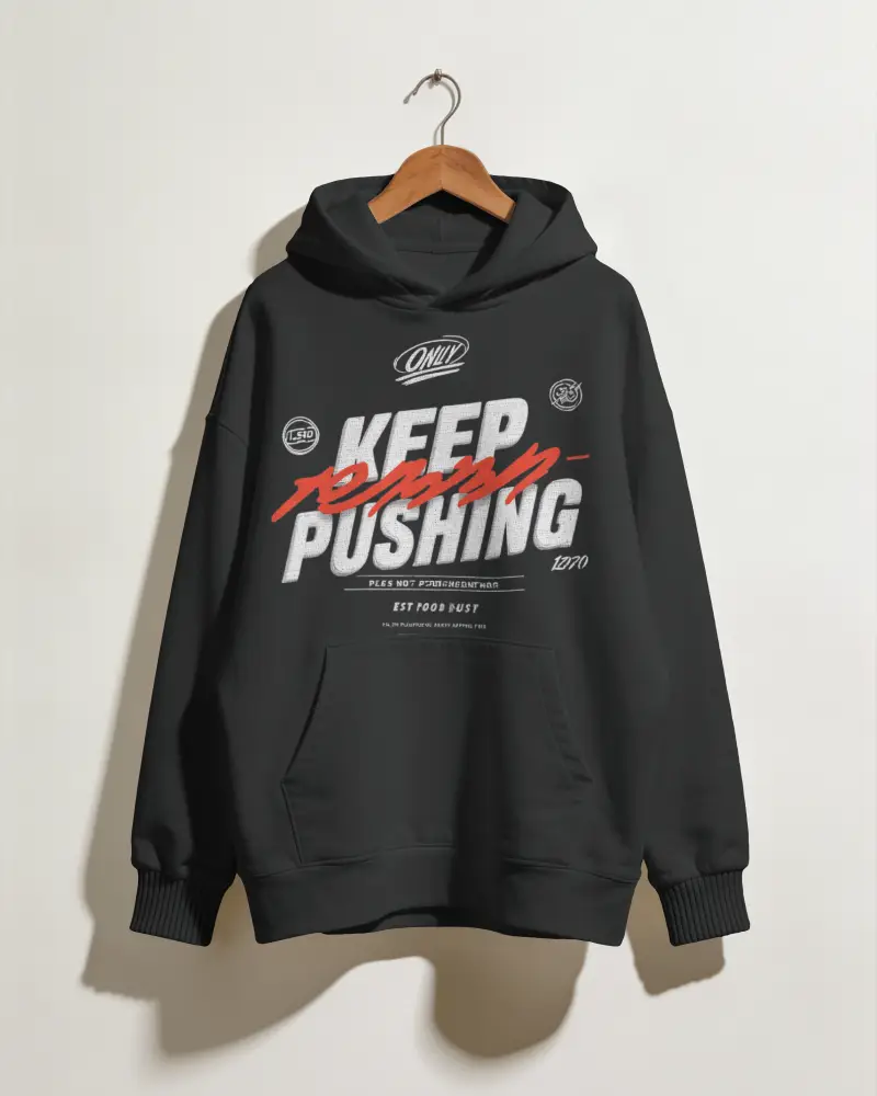 Comfortable Hanging Hoodie Mockup With Front Pouch Pocket And Ribbed Cuffs For Casual Wear