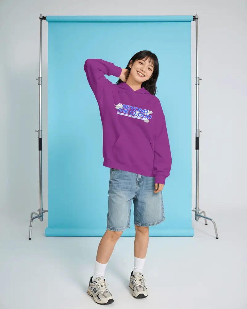 Stylish Oversized Hoodie Mockup Outfit Perfect For Lifestyle Photoshoots With Denim Shorts