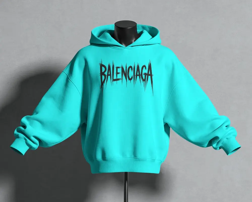 Hoodie Mockup Oversized Pullover On Black Mannequin With Gray Concrete Studio Background
